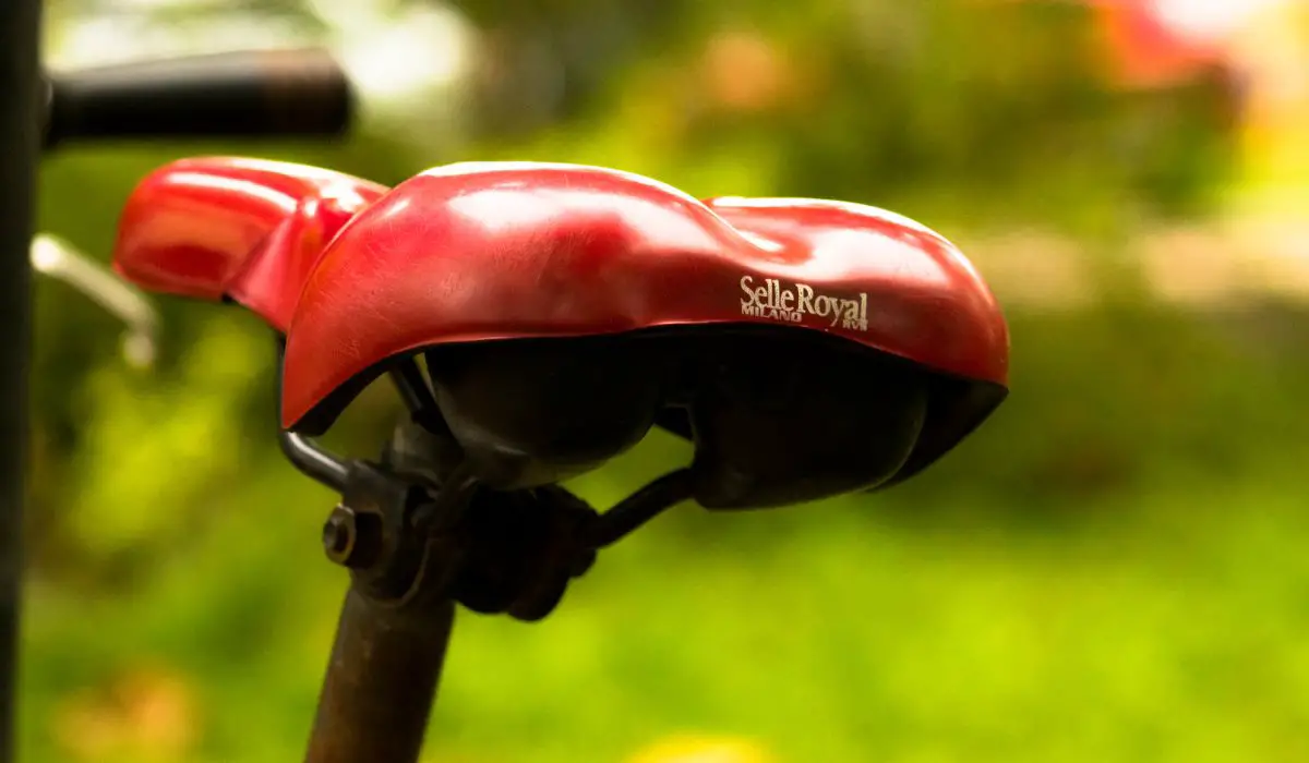 A red bike seat with extra padding.